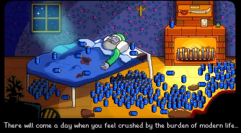The opening cutscene of Stardew Valley